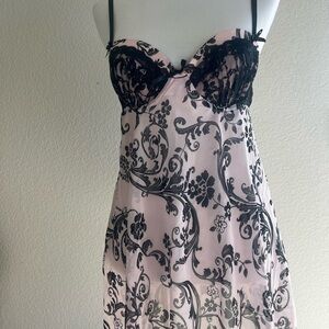 Morgan Taylor Black and Pink Floral Chemise